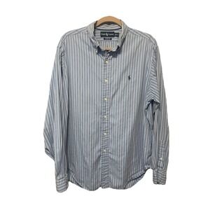 Ralph Lauren Classic Fit Striped Dress Shirt Mens XL Size 17 1/2 34/35 Polo Logo